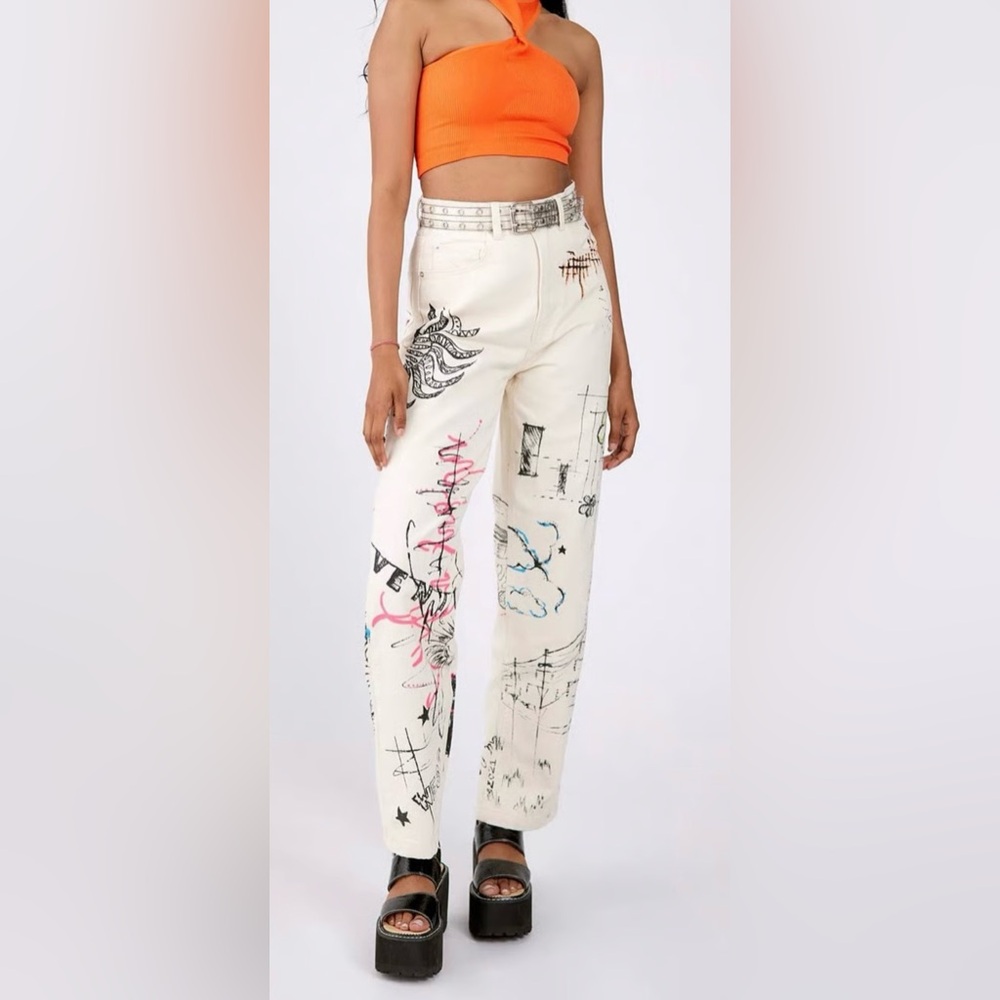 BDG Graffiti Print Jeans Size 28